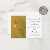 Schmetterling und Blume für nach der Beerdigung da Mitteilungskarte (Vorderseite/Rückseite Beispiel)