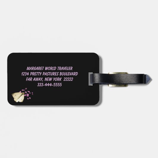 Schmetterling und Blume Gepäckanhänger (Rückseite horizontal)