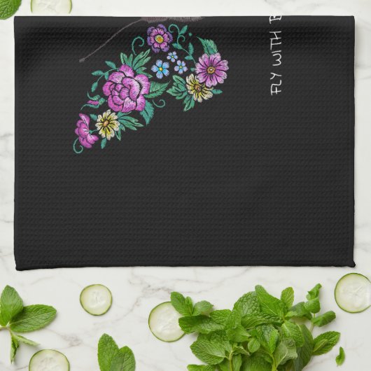 Schmetterling und Blume Geschirrtuch (Gefaltet)