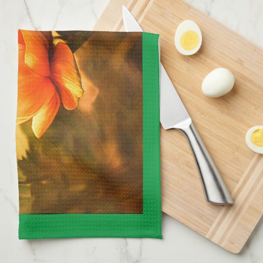 Schmetterling und Blume Geschirrtuch (Viertel Falte)