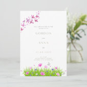 Schmetterling und Blume Hochzeitsfeiern Einladung (Stehend Vorderseite)