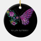 Schmetterling und Blume Keramik Ornament (Hinten)