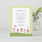 Schmetterling und Blume Kinderdusche Einladung (Stehend Vorderseite)