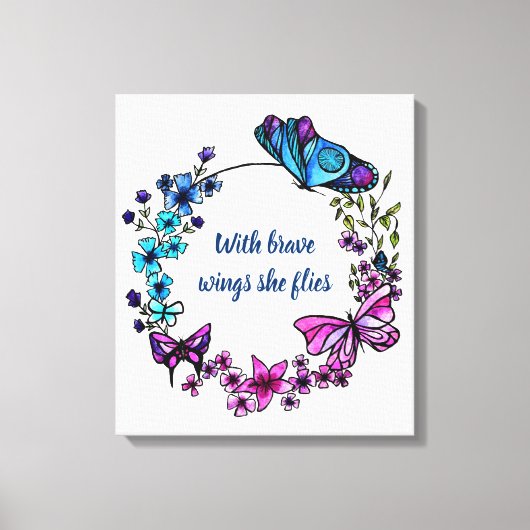 Schmetterling und Blume Kleider und Zitat Leinwanddruck (Vorderseite)