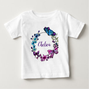 Schmetterling und Blume Kranz Baby T-shirt
