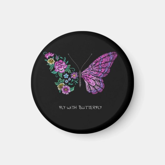 Schmetterling und Blume Magnet (Vorne)
