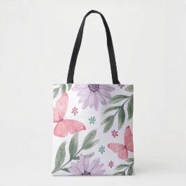 Schmetterling und Blume mit Natureindetasche Tasche
