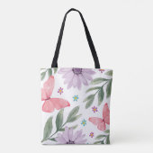 Schmetterling und Blume mit Natureindetasche Tasche (Rückseite)