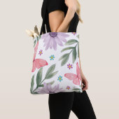 Schmetterling und Blume mit Natureindetasche Tasche (Von Nahem)