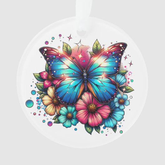 Schmetterling und Blume Personalisiert Weihnachten Ornament (Vorderseite)