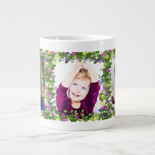 Schmetterling und Blume Rahmen für drei Jumbo-Tasse (Vorderseite)