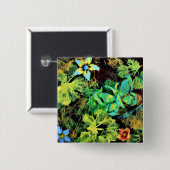 Schmetterling und Blume Rodilius Abzeichen Button (Vorne & Hinten)