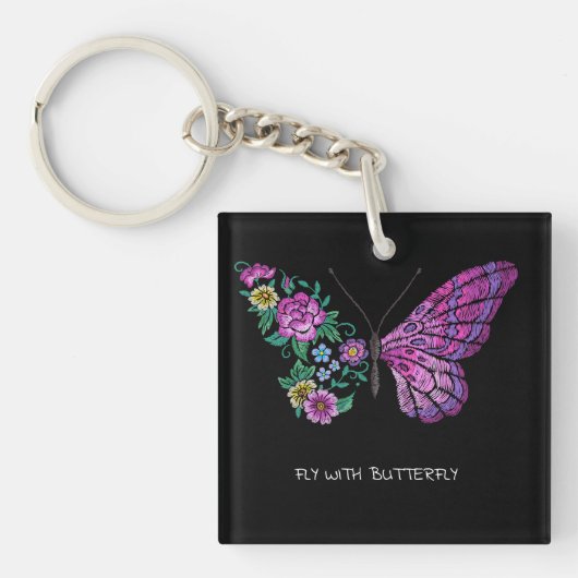 Schmetterling und Blume Schlüsselanhänger (Vorderseite)