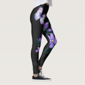 Schmetterling und Blume Schwarze Leggings (Rechts)