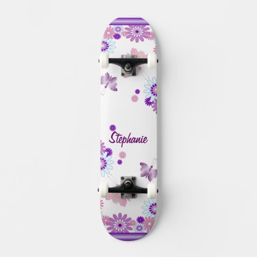Schmetterling und Blume Skateboard (Vorderseite)