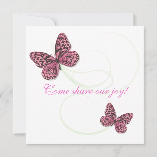 Schmetterling und Blume Taufe Einladung (Rückseite)