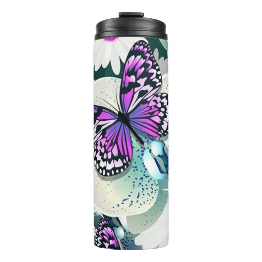 Schmetterling und Blume Thermosbecher (Vorderseite)