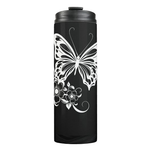 Schmetterling und Blume Thermosbecher (Vorderseite)