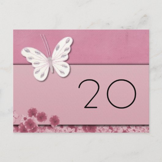 Schmetterling und Blume Tischnummer Postkarte (Vorderseite)