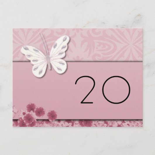 Schmetterling und Blume Tischnummer Postkarte (Vorderseite)