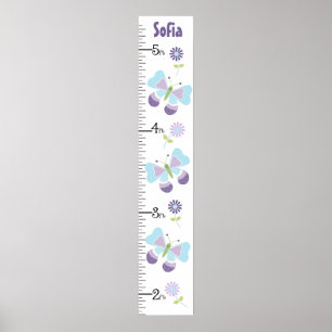 Schmetterling und Blume Wachstumsdiagramm Behalten Poster