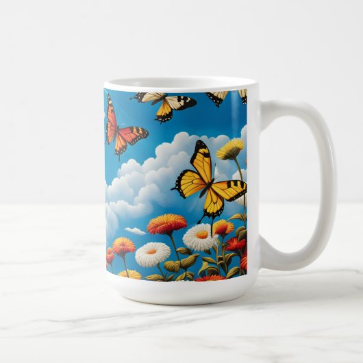 Schmetterling und Blumen Kaffeetasse (Rechts)