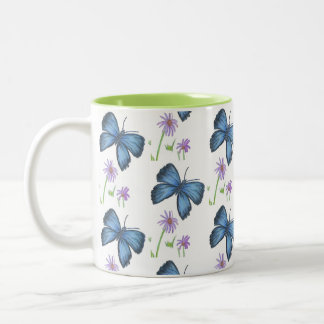 Schmetterling und Blumen Kaffeetasse