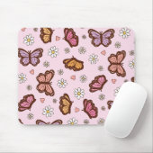 Schmetterling und Blumen nahtloses Muster Mousepad (Mit Mouse)