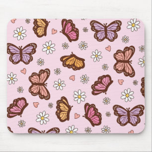 Schmetterling und Blumen nahtloses Muster Mousepad
