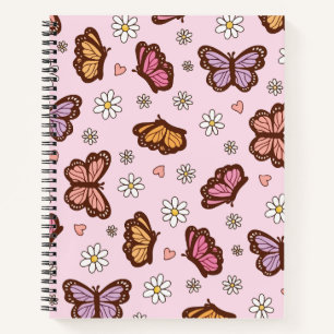 Schmetterling und Blumen nahtloses Muster Notizblock