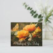 Schmetterling und Blumen Postkarte (Stehend Vorderseite)