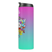 Schmetterling und Blumenherz Personalisiert Thermosbecher (Nach rechts gedreht)