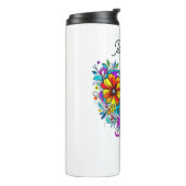 Schmetterling und Blumenherz Personalisiert Thermosbecher (Nach links gedreht)