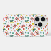 Schmetterling- und Blumenmuster  iPhone Hülle (Rückseite (Horizontal))
