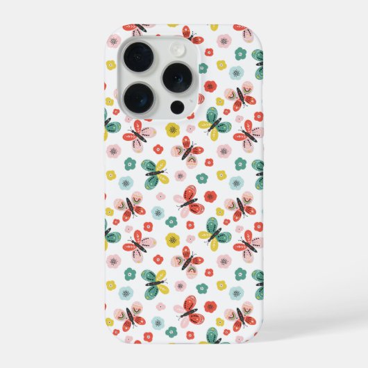 Schmetterling- und Blumenmuster  iPhone Hülle (Rückseite)