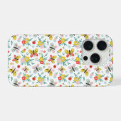 Schmetterling- und Blumenmuster iPhone Hülle (Rückseite (Horizontal))