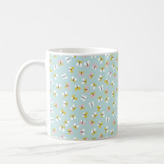 Schmetterling- und Blumenmuster Kaffeetasse (Links)