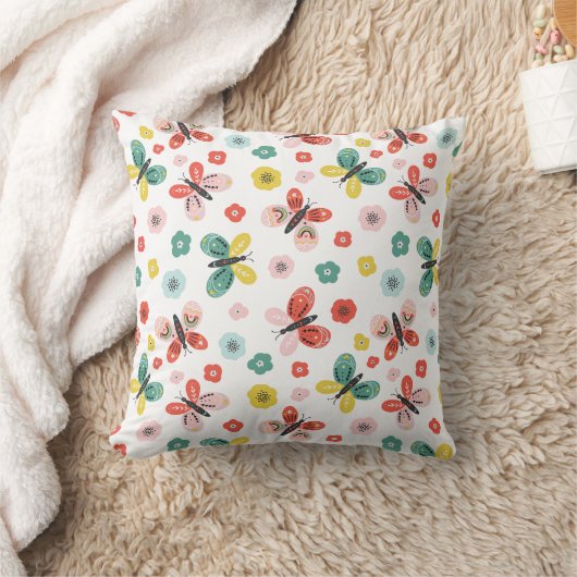 Schmetterling- und Blumenmuster Kissen (Decke)