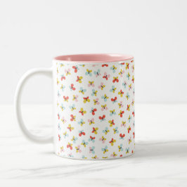 Schmetterling- und Blumenmuster Zweifarbige Tasse