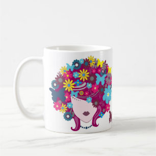Schmetterling und Blumenschönheitsfrauenkopf-Tass Kaffeetasse