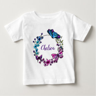 Schmetterling und BlumenWreath Baby T-shirt