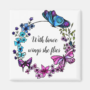 Schmetterling und BlumenWreath Magnet
