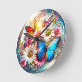 Schmetterling und Blut Runde Wanduhr (Winkel)