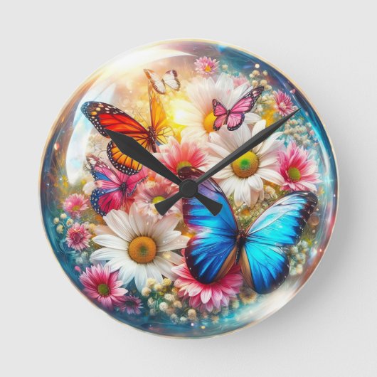 Schmetterling und Blut Runde Wanduhr (Vorderseite)