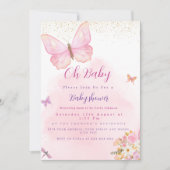 Schmetterling und Blütendusche Feiertagskarte (Vorderseite)