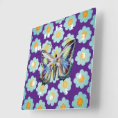 Schmetterling und daisme Blume Quadratische Wanduhr (Winkel)