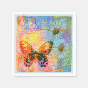 Schmetterling und Gänseblümchen  Serviette