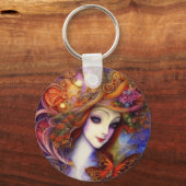 Schmetterling und Gartengöttin in der Blues Wasser Schlüsselanhänger (Vorderseite)