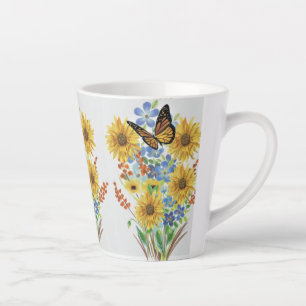 Schmetterling- und gelbe Blumen-Lattemok-Tasse Milchtasse