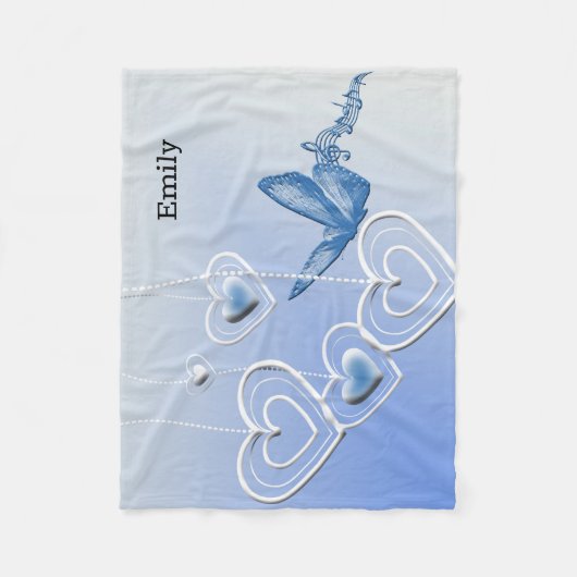 Schmetterling und Herz Fleecedecke (Vorderseite)